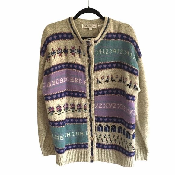 𝅺MUSKOKA LAKES Wool Button Front Cardigan Sweater L - Picture 4 of 8